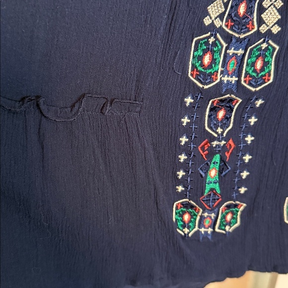 BLUE RAIN EMBROIDERED NAVY MIDI DRESS - Picture 3 of 5